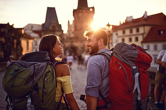 turistas sonriendo